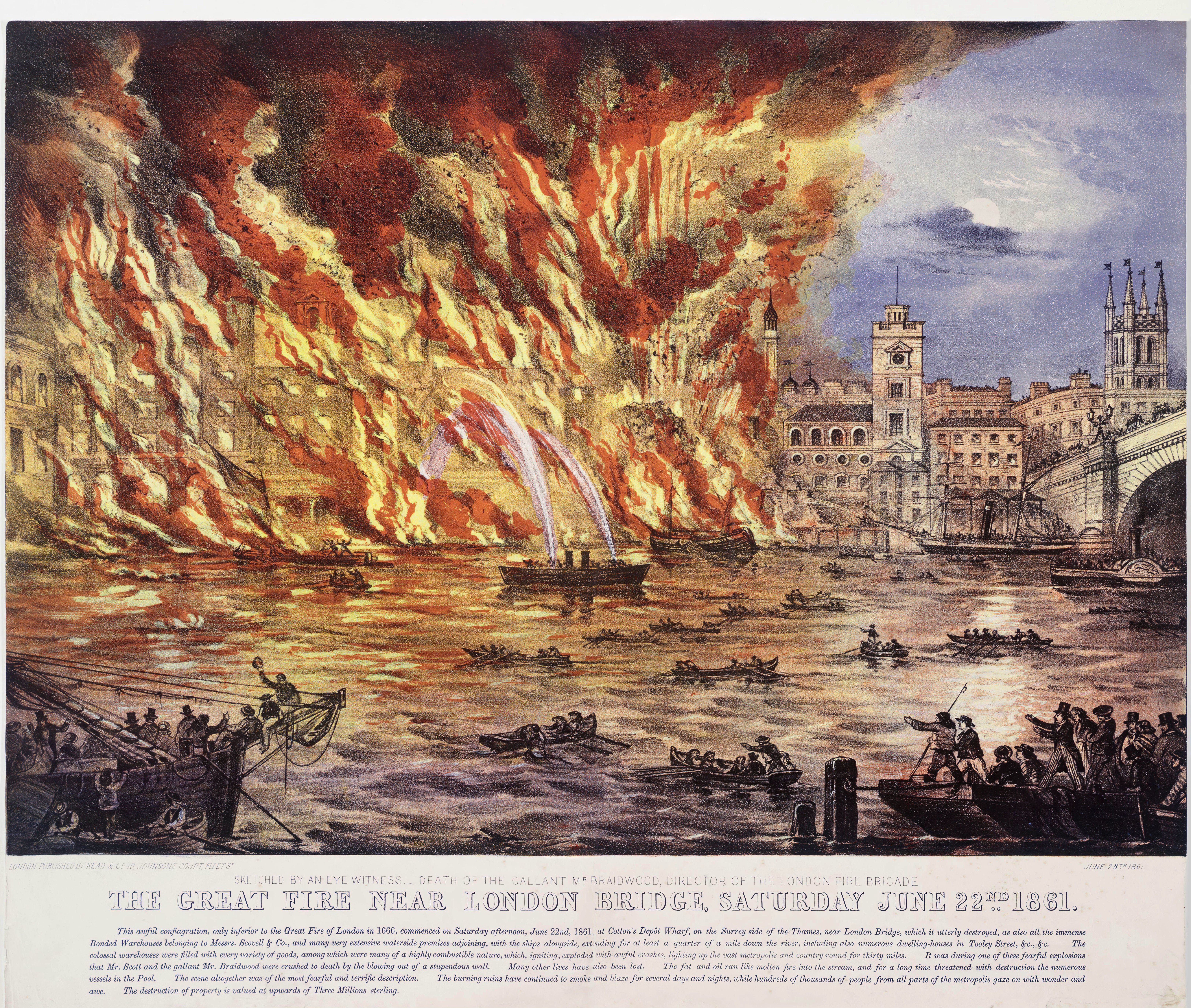 The Great Fire Near London Bridge Saturday, June 22nd 1861