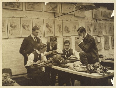 The Interior of a Dissecting Room: Five Students and Teachers Dissect a Cadaver