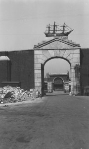 West India Docks: View through the Hibbert Gate, Through to the Outer Gateway and the Cannon Workshop Beyond