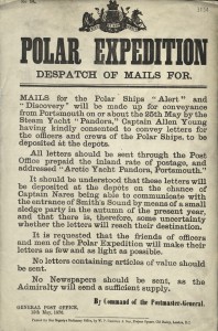 Poster for mail deliveries to the British Arctic Expedition
