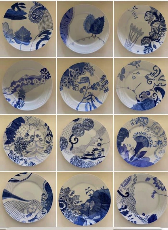 twelve porcelain plates produced by Royal Copenhagen, 2017.